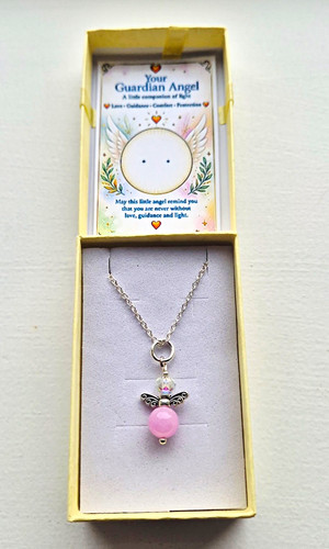 Guardian angel pink charm - angel,
