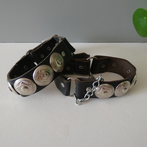 Vintage black leather - black, concho