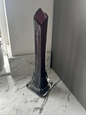 Vintage Plum Glass Iris Vase