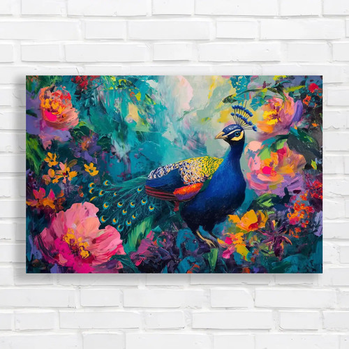 Vibrant peacock painting - peacock,