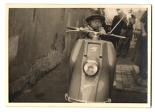 Photography Scooter Heinkel Tourist with Small Child at the Wheel 