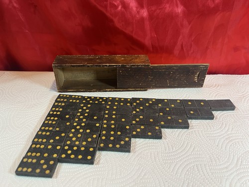 Vintage wooden dominoes - dominoes, box