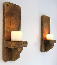 PAIR  39CM RUSTIC SOLID WOOD