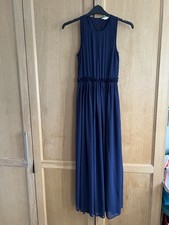 Womens Evening Dress Size 6 H&M Pleated Navy Gown Wedding Party