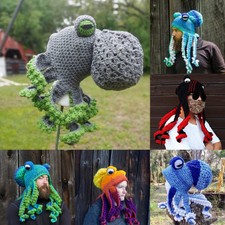 Unisex Winter Warm Knitted Hat Octopus Squid Knit Cap Beanie Fancy Dress Cap.