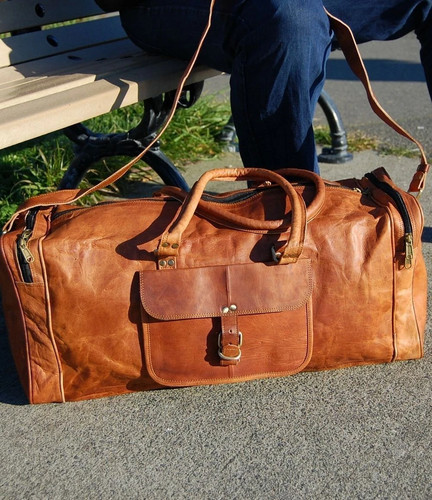 Bag leather travel - bag, genuine