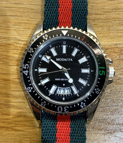 Black with green - , red