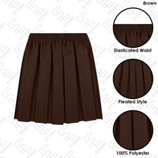 Girls Box Skirt School Uniform Pleated Round Elasticated Waist Back to School UK