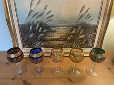 Set of 5 murano 24k gold wine