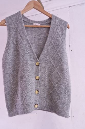 Woman grey argyle knit - tu,