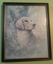 Vintage Framed Print Of Golden retriever By Ruane Manning 11X9 Inches