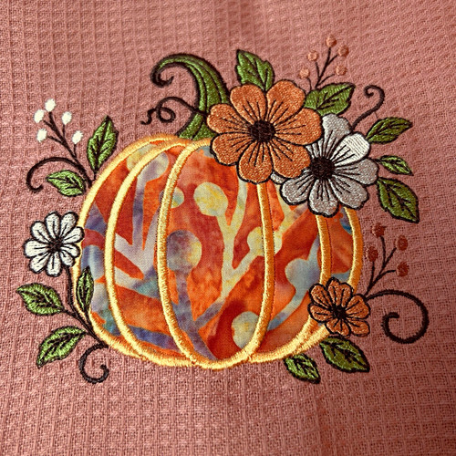 Embroidered cotton tea towel - embroidered,