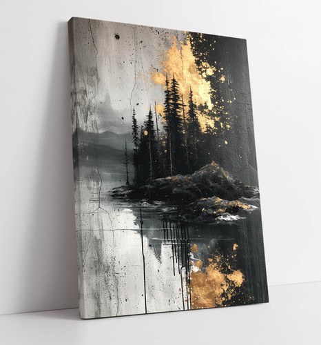 Abstract black and gold forest - abstract,