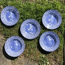 5 James Kent Fenton Ye Olde Foley Ware Ceramic 8” Blue & White Soup Bowls
