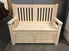 4FT SOLID PINE SLAT-BACK MONKS
