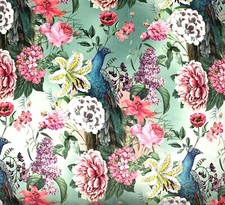 Peacock velvet fabric bird