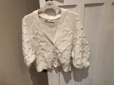Zara ladies half Blouse/ Top Overlay ivory knitted Size M/10