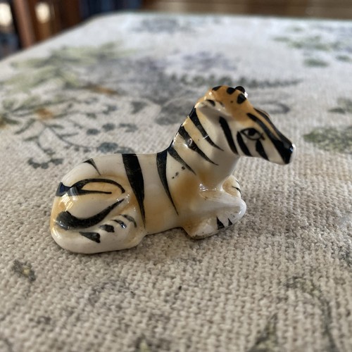 Vintage ceramic lying zebra - vintage,