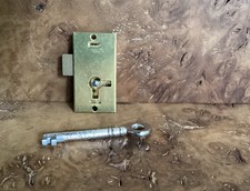 Vintage Brass Small / Tiny Cupboard/ Till Lock + 1 Key 38mm X 20mm X 8mm.