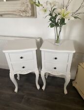 Pair of Ornate white French bedside chest drawers vintage chic bedroom furniture