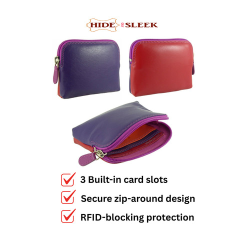 Multicoloured real leather - multicoloured, zip