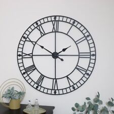 Extra Large Black Metal Skeleton Clock oversized home decor statement vintage