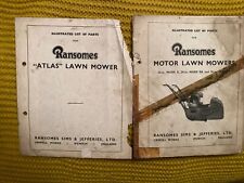 Ransomes Vintage Motor Lawn Mower - Mark 8/A/9 & Atlas Parts Lists 1950’s