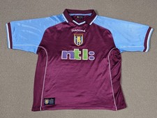 Aston Villa Football Shirt 2001/2002 Home Diadora Adult Mens Large Jersey NTL