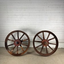 Pair of Large Riveted Wrought and Cast Iron Wheels