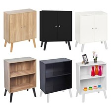 2 Tier Wooden Storage Bookcase Scandinavian Style Legs Living Room Bedroom Shelf