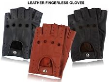 REAL LEATHER FINGERLESS GLOVES BIKERS FULL TRAINING CYCLING GYM WHEEL CHAIR USE