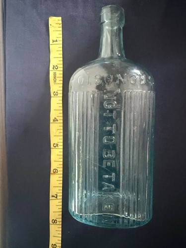 Antique aqua glass - , "poisonous