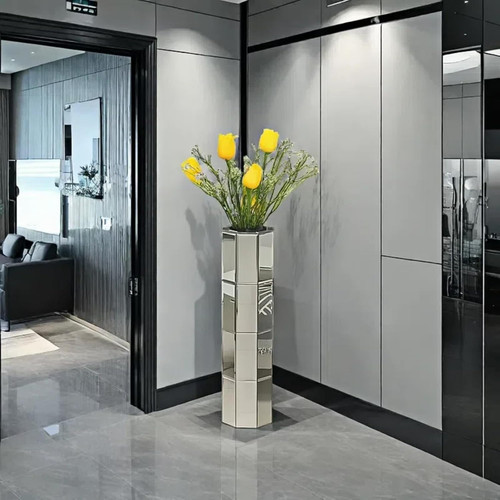 Tall mirrored silver floor - tall,