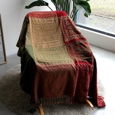 Boho Geometric Chenille Sofa Bed Throw Blanket Cover Multi Color & Size