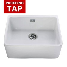 Astini Belfast 600 1.0 B Ceramic Kitchen Sink, Waste & Colonial 7018/CP/WL Tap
