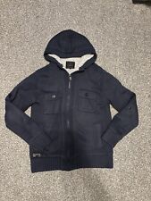 Dissident 360 Mens Jacket Sherpa Coat Full Zip Hooded M Chunky Knit Grey work