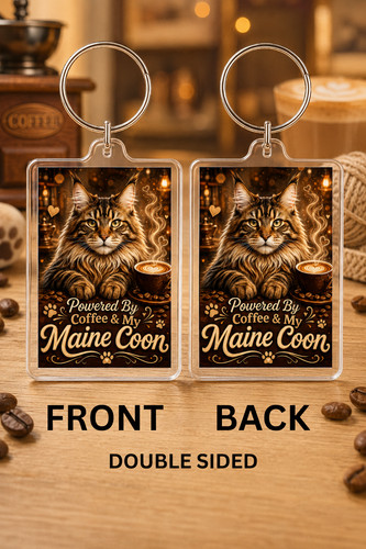 Maine coon keyring coffee cat - keyring,