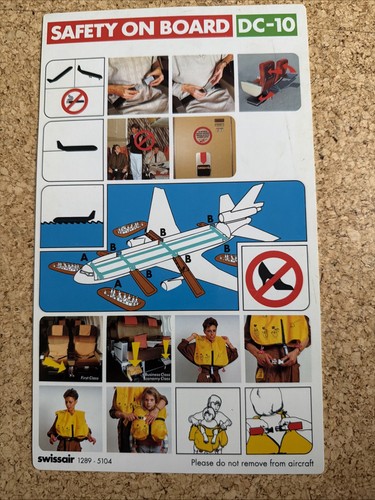 Swissair safety card - dc-10,