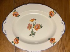 Vintage Oval Meat/Serving Plate With Floral Decoration