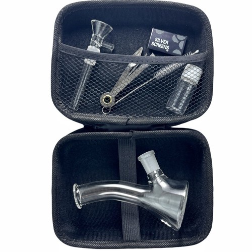 Thick mini clear glass bong - 4",