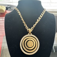 VERSACE Medusa GRECA Medallion Pendant Chain Necklace Gold plated Metal
