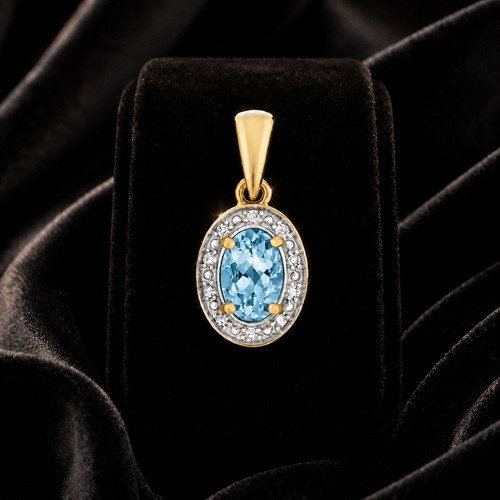 Oval blue topaz - blue, diamond