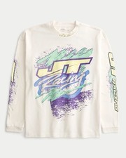 Hollister JT Racing Heavyweight Long-Sleeve Moto Jersey T Shirt Size Medium BNWT