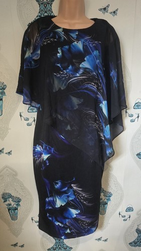 Stunning blue floral chiffon - blue,