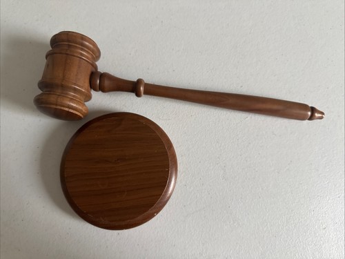 Wooden gavel and - block, set