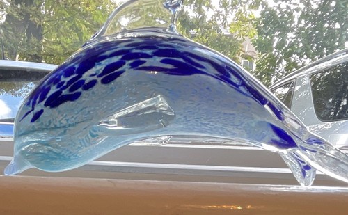 Unmarked art glass dolphin - art,