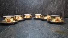 Antique Italian Richard Ginori  Gold Ware  Coffee Cups And Saucers RARE
