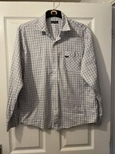 Kickers Light Grey Black Check Checked Smart Shirt Mens Size L 100% Cotton Logo