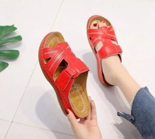 UK Womens Summer Wedge Heel Sandals Casual Slippers Ladies Comfort Slip On Shoes