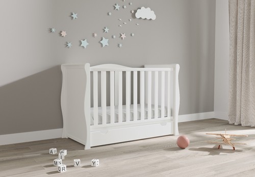 Baby willow white sleigh cot - white,
